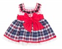 Baby Navy Blue & Red Checked 2 Piece Dress Set 