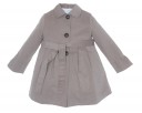 Girls Taupe Gabardine Trench Coat With Layered Frilly Back