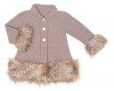Taupe Knitted Coat with Synthetic Fur Cuffs & Hem