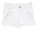 White Cotton Studded Shorts 