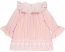 Dolce Petit Girls Pale Pink Dress with Lace Ruffle Collar 