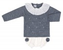 Baby Gray & Ivory Sweater & Corduroy Shorts Set 