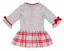 Girls Gray Dress with Red Checked Skirt 