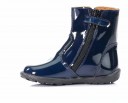 Blue Patent Boots With Suede & Velvet Flower