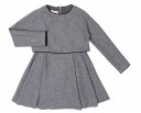 Girls Grey Wool 2 Piece Effect Dress