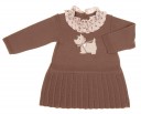 Chocolate Knitted Dog Dress with Ruffle Collar