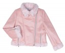 Girls Pink Synthetic Suede & Plush Jacket