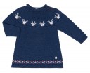 Baby Girls Blue Reindeer Knitted Dress