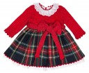 Girls Red Jersey & Tartan Dress