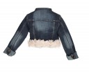 Lace & Tulle Decorated Denim Jacket with Brooch