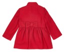 Girls Red Wool Blend Coat with Velvet Bow