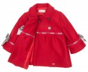 Baby Red Coat with Gray Velvet Bows