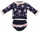 Navy Blue & Pink Knitted Sweater & Corduroy shorts set 