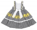 Black & White Check Print Layered Dress with Yellow Broderie