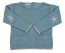 Green Knitted Sweater with Star Elbow Patch