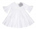 Girls White Cotton Broderie Dress