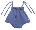 Baby Girls Blue Pique Cotton Jersey Dress & Knickers Set