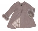 Girls Taupe Coat with Synthetic Fur Cuffs