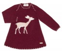 Burgundy & Beige Deer Knitted Dress