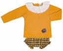 Baby Mustard Sweater & Checked Shorts Set