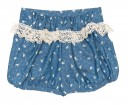 Girls Ivory Broderie Blouse & Chambray Shorts Set