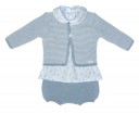 Baby Blue Knitted Stork 3 Piece Shorts Set