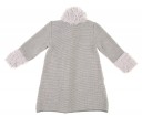 Grey Knitted Coat With Synthetic Fur 