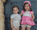 Baby Girls Coral Pink Dress & Beige Knickers Set
