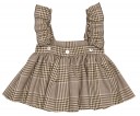 Brown Check Print Pinafore Dress & Short Set 