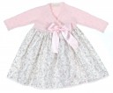 Pink Knitted & Cotton Floral Print Baby Gown