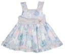 Pale Blue & Pink Floral Print Dress 