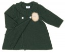 Baby Green Knitted Pram Coat & Bonnet Set with Pom Poms