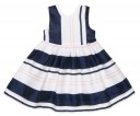 Girls Navy Blue & White Striped Dress