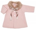 Pink knitted coat & Brown Synthetic Fur Collar