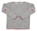 Gray Knitted Sweater with Star Elbow Patch
