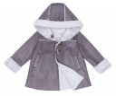 Girls Gray Double Sided Synthetic Fur Coat