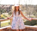 Pale Blue & Pink Floral Print Dress 