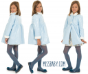Sky Blue Patent Fleece Lined Coat with synthetic fur collar & cuffs