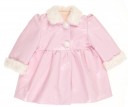 Pink Patent Fleece Lined Coat with synthetic fur collar & cuffs