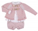 Powder Pink Star Print Blouse With Frill Cuffs & Hem and peral buttons