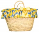 Girls Straw Bag & Yellow Flower Print Ruffle