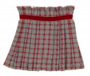 Girls Red & Gray Pleated Wool Tweed Skirt