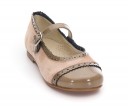 Beige Patent & Suede Leather Mary Janes