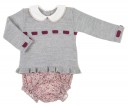 Grey & Deep Red Sweater & floral shorts set 