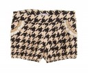 Beige Blouse & Houndstooth Printed Shorts