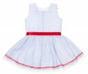 Blue & White Lace Dress with Red Bow Belt