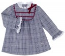 Baby Girls Blue & Burgundy Glen Plaid 3 Piece Dress Set