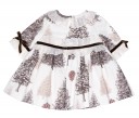 Baby Girls Chocolate & Beige Tree Print 2 Piece Dress Set 