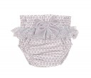 Baby Girls Gray & White Lace Ruffle Knickers With Velvet Bow