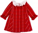 Foque Girls Red Checked with Fur Synthetic Dress 